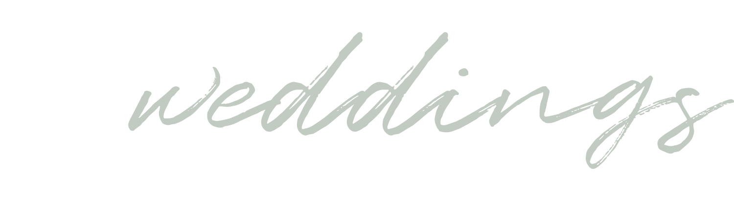 Stylized text that reads 'weddings' in a gray script font.